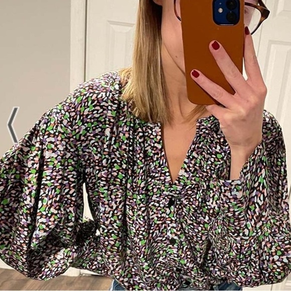 The Devon V Neck Long Sleeve Top by Celina Moon size S multicored buttons up - Picture 1 of 10